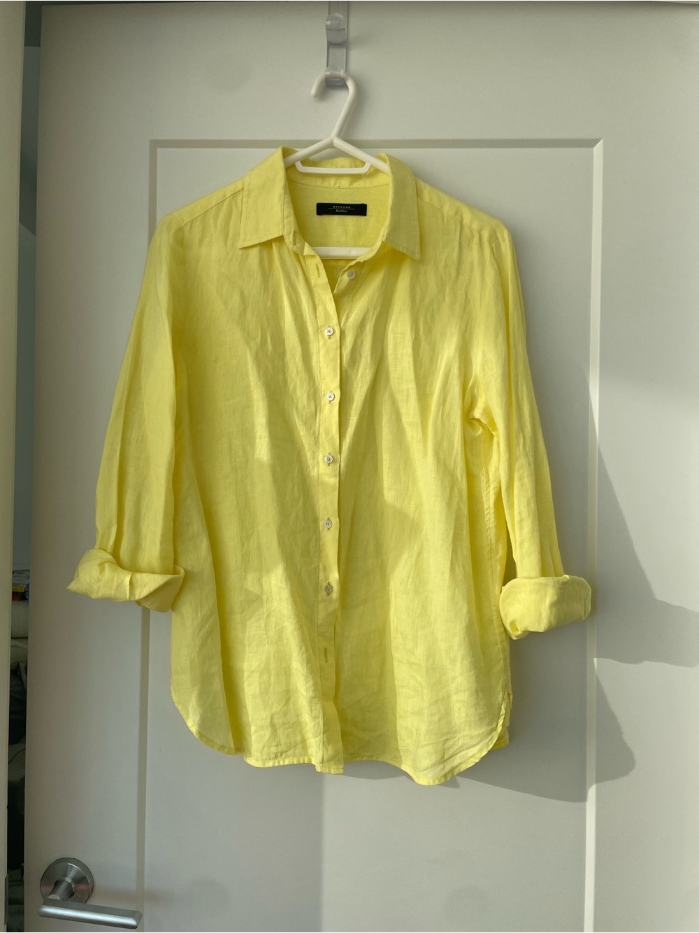 MaxMara Soft Lemon Yellow Linen Button-Down Shirt